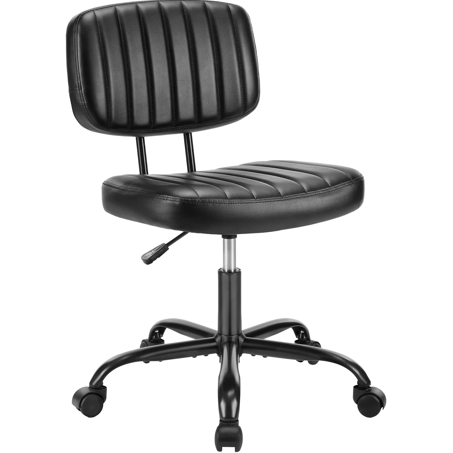 JHK Armless Office Chair With Lumbar Support Adjustable PU Leather
