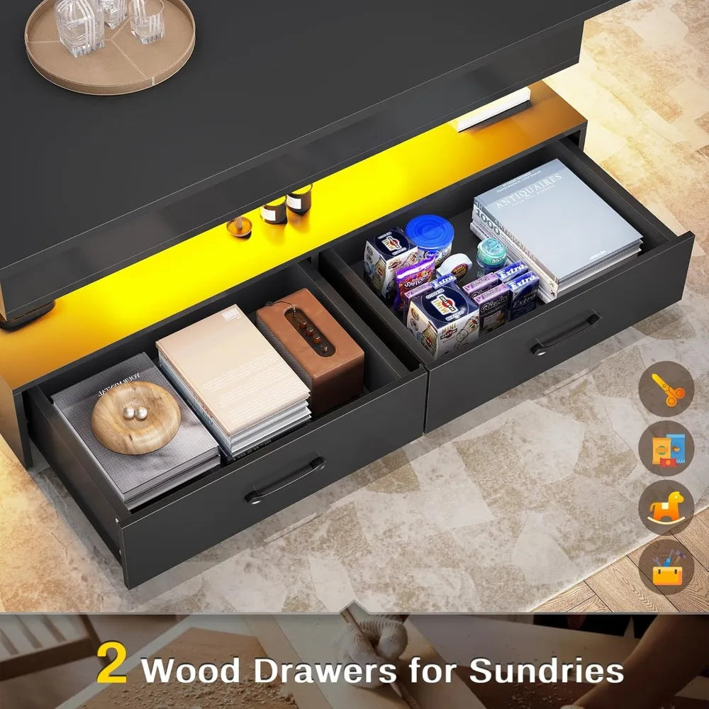 XMSJ Lift Top Coffee Table With Storage And LED Lights