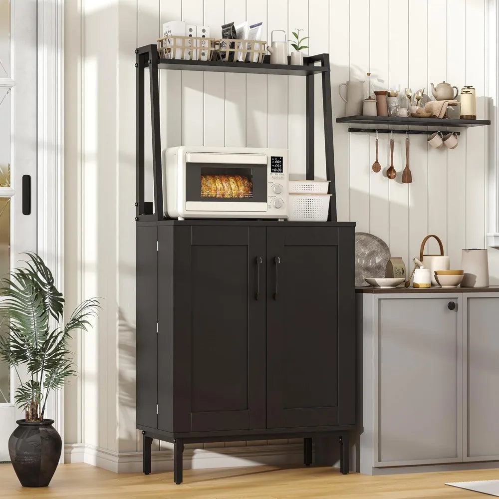 Pantry Cabinets With Microwave Shelves And Adjustable Shelves Freestanding