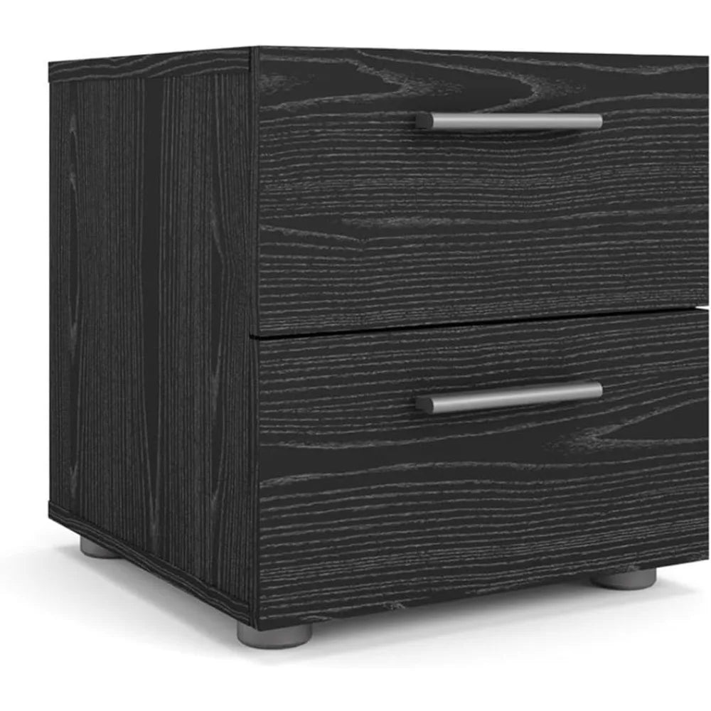 Three Piece Woodgrain Bedroom Set With Chest And Nightstands