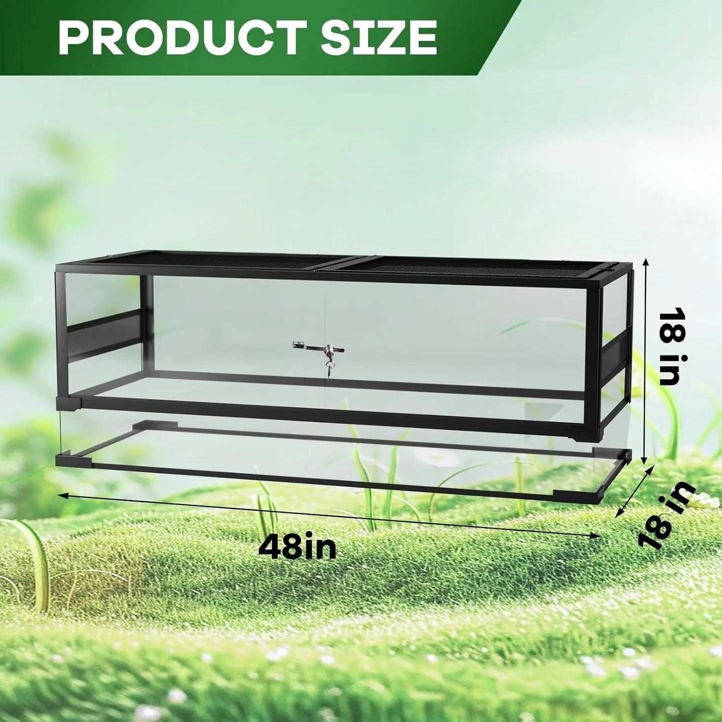 HiMISSH Reptile Glass Terrarium With Top And Side Screen Ventilation