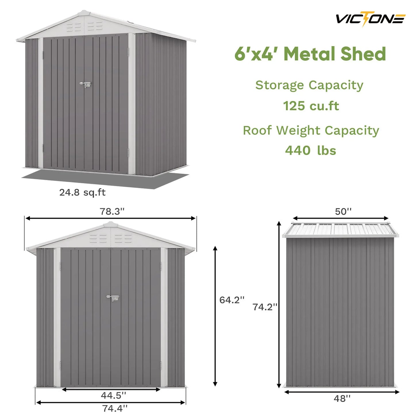 Victone Metal Outdoor Storage Shed With Door Lock For Backyard