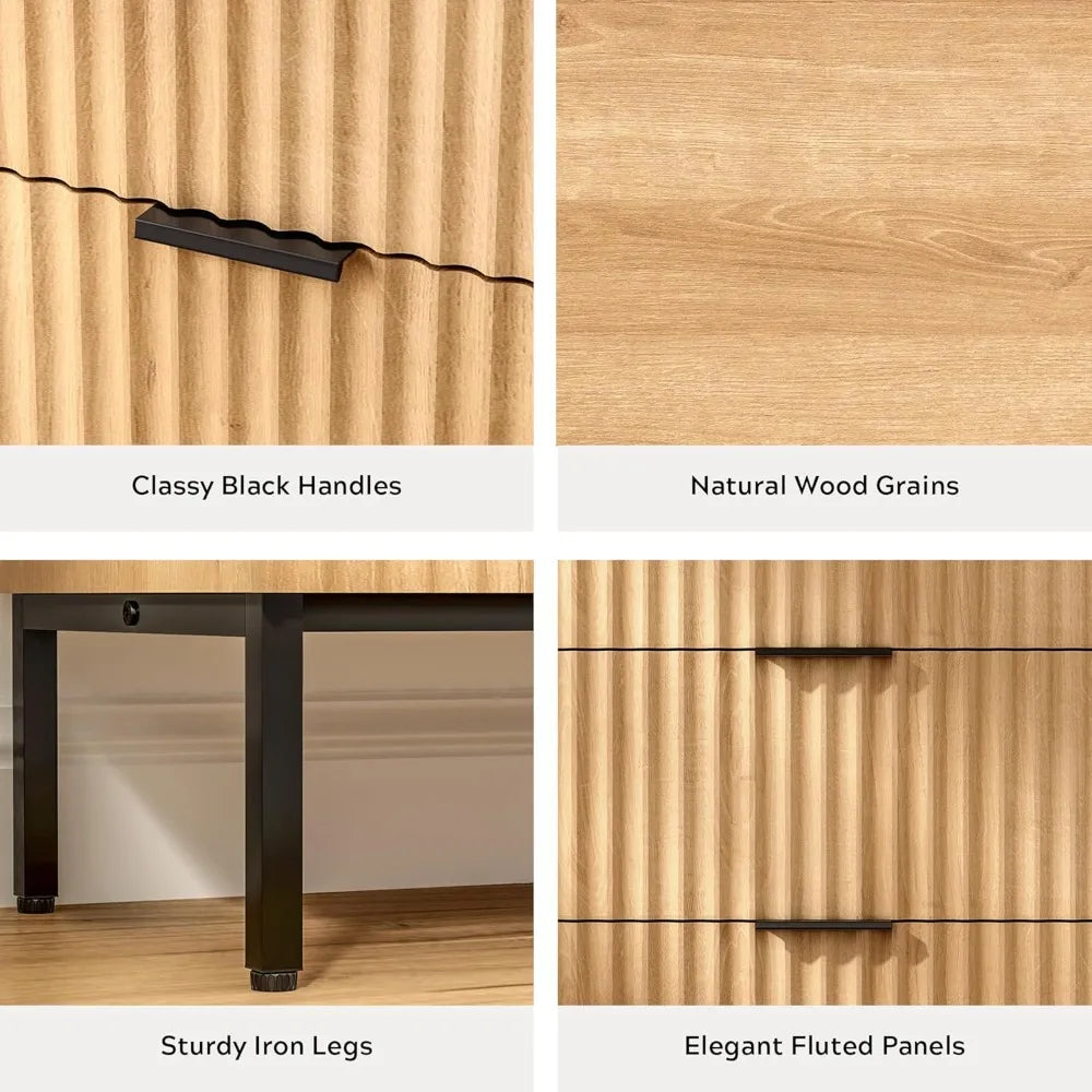 Pair Of 3-Drawer Dressers With Nightstands And Metal Leg Tables