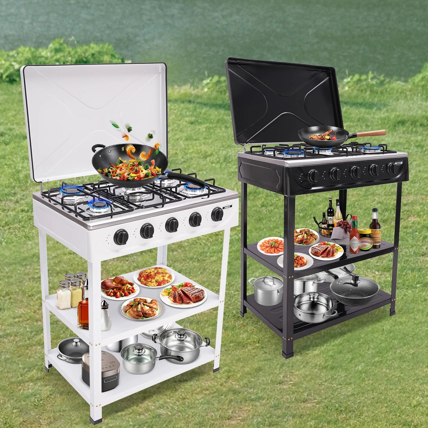 5 Burner Freestanding Gas Grill With 2.5 kW Burner Outdoor