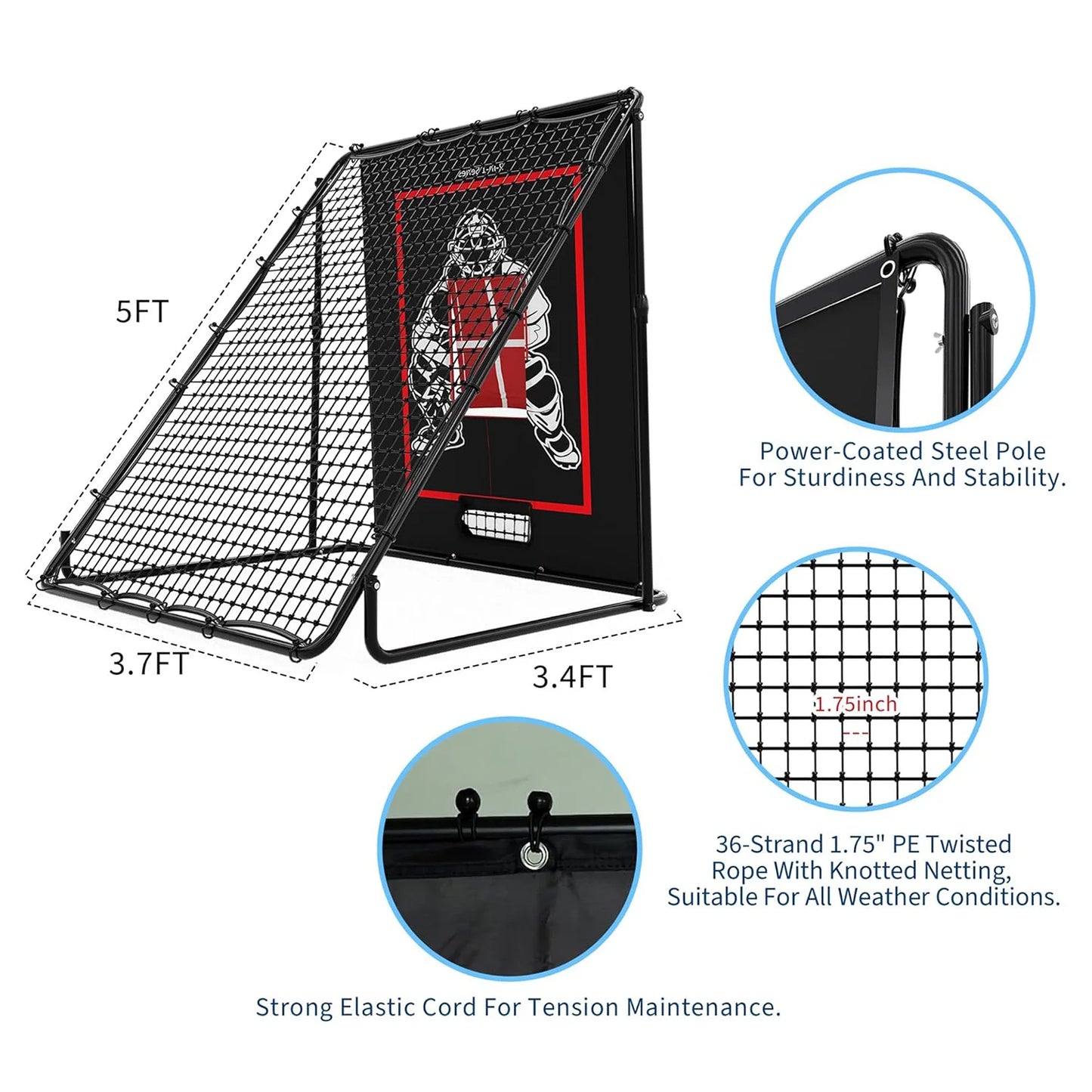 HiMISS Baseball Pitching And Rebounder Net 2 In 1 Training