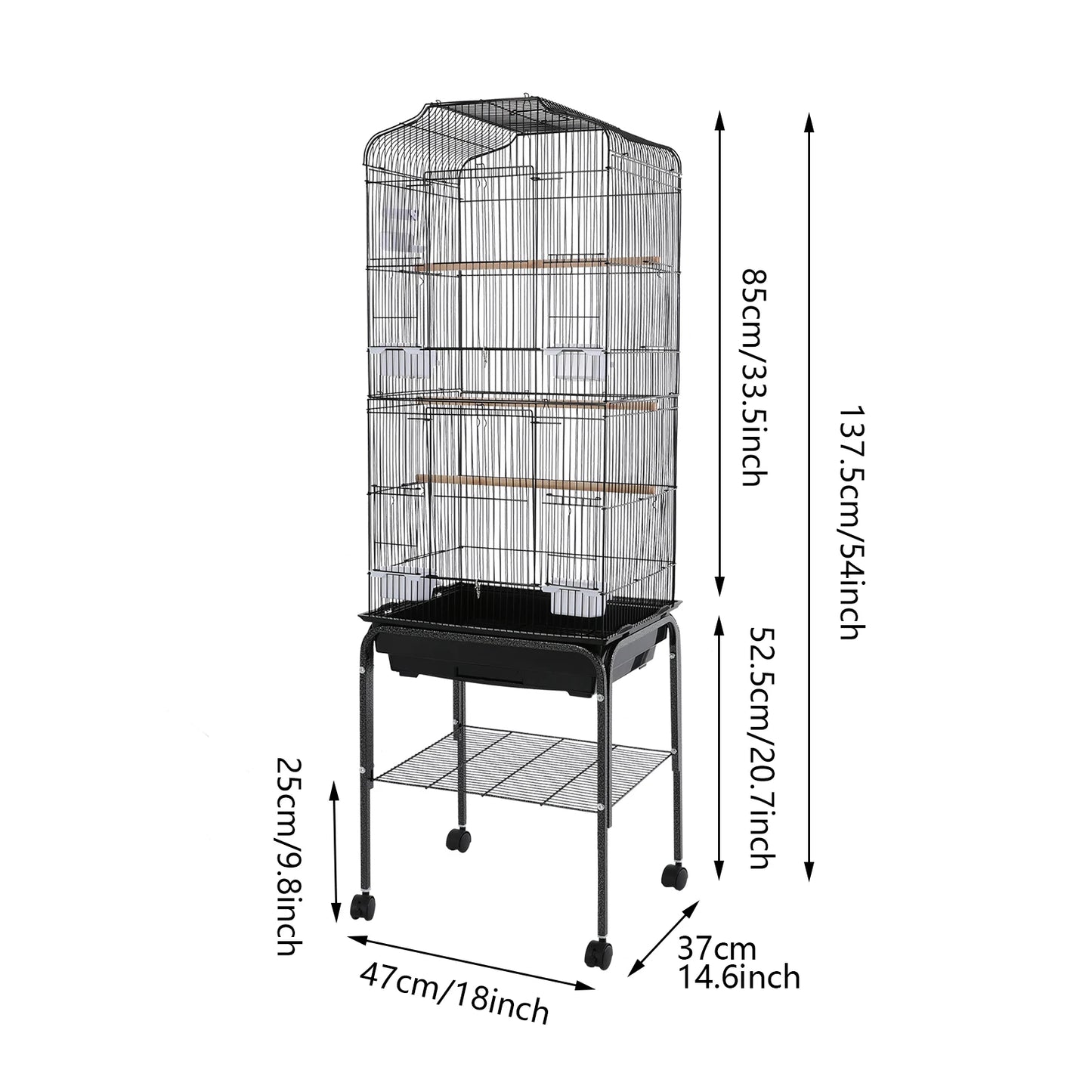 NONECN Large Bird Cage With Stand And Wheels For Parrots