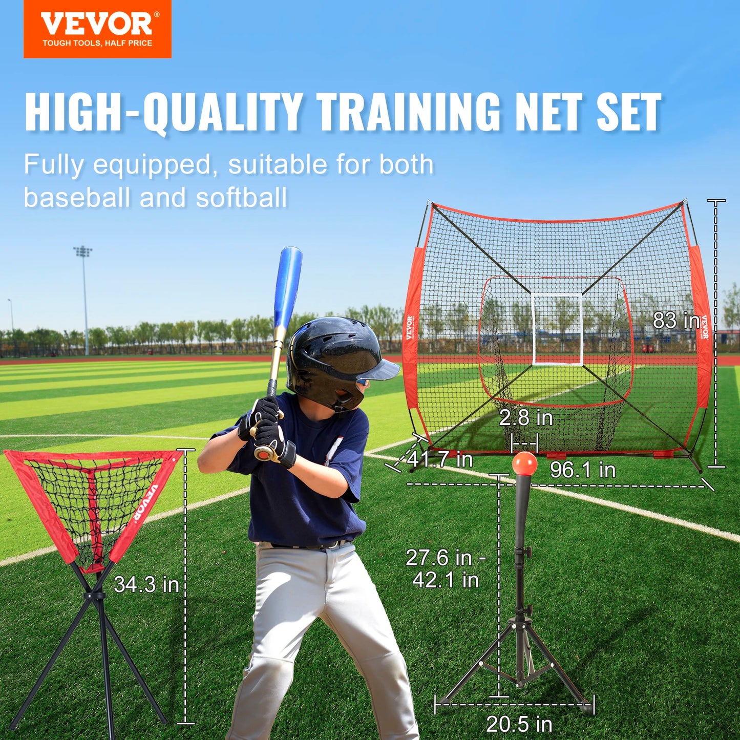 Portable Baseball Softball Practice Net With Carry Bag And Ball Collector