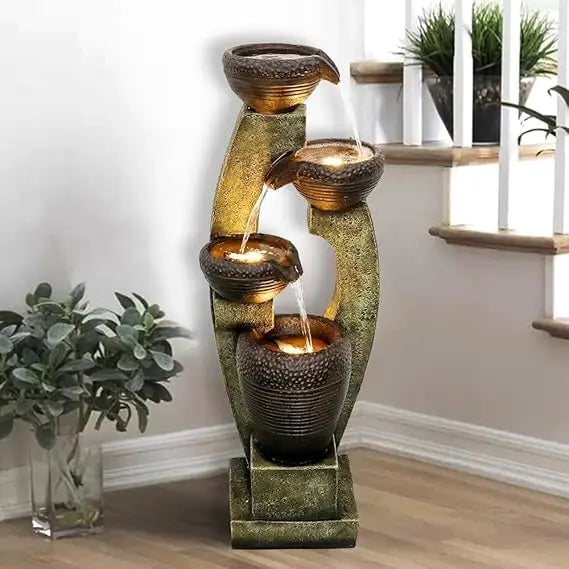 Overstock Illuminated Indoor Water Fountain With Cascading Waterfall Home Decor