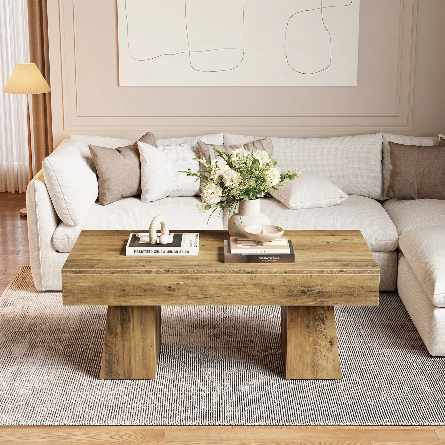 Tribesigns Vintage Coffee Table Modern Wood Centerpiece
