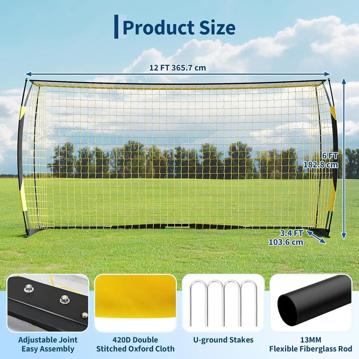 HiMISS Heavy Duty Soccer Goal With Metal Frame For Backyard Training