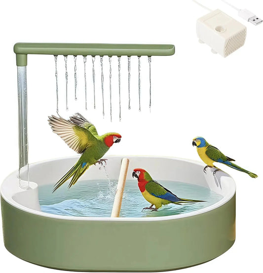 Automatic Circulating Bird Bath For Cage With Splash Guard