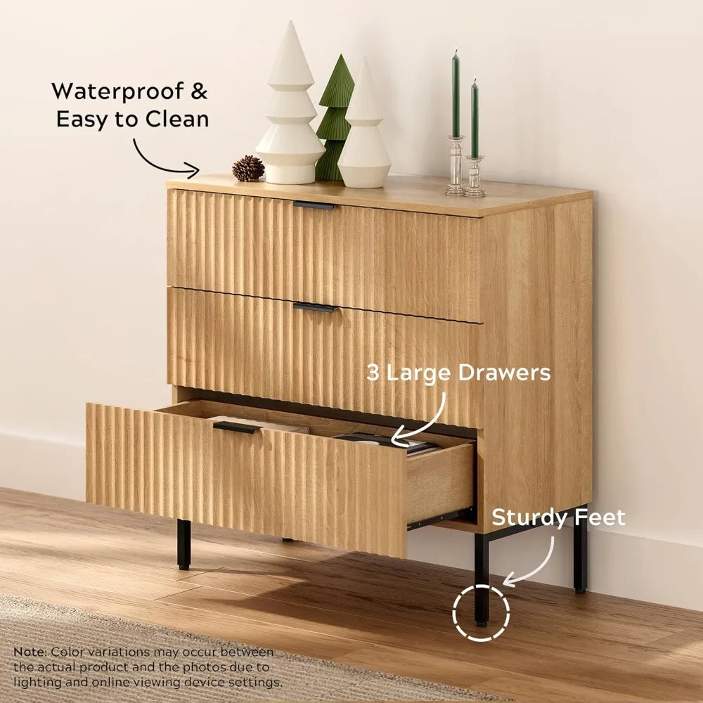 Pair Of 3-Drawer Dressers With Nightstands And Metal Leg Tables