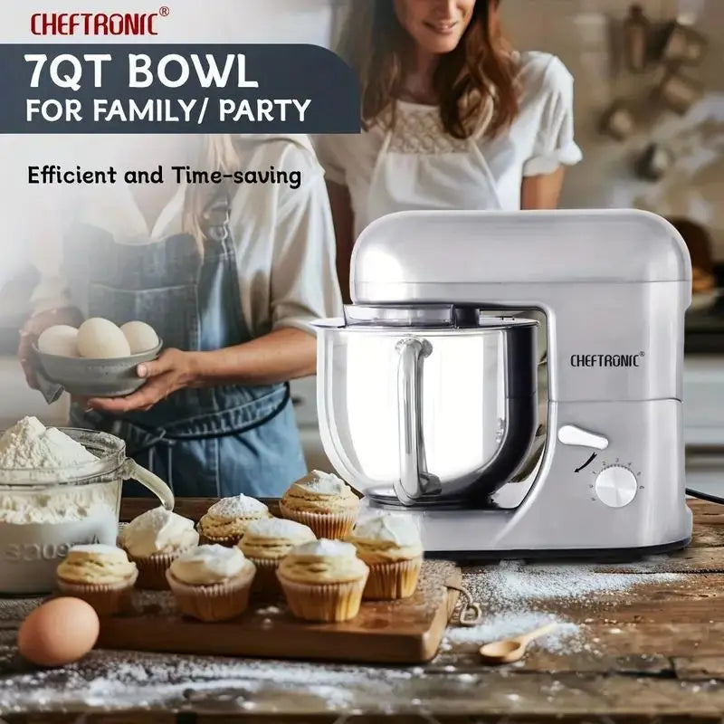 Cheftronic 6-Speed Tilt-Head Stand Mixer Stainless Steel Bowl