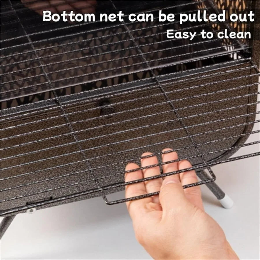 NONECN Parrot Cage With Play Top And Breeding Box Wrought Iron Rolling Base