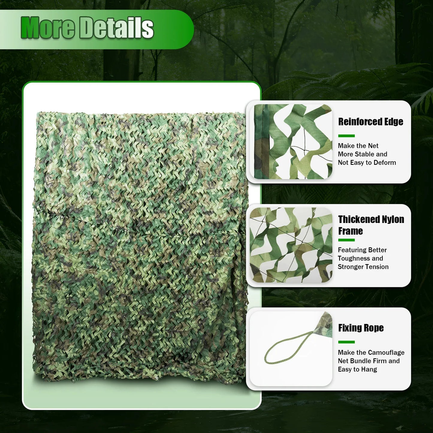 NONECN Camouflage Net Polyester Surface And Nylon String For Garden
