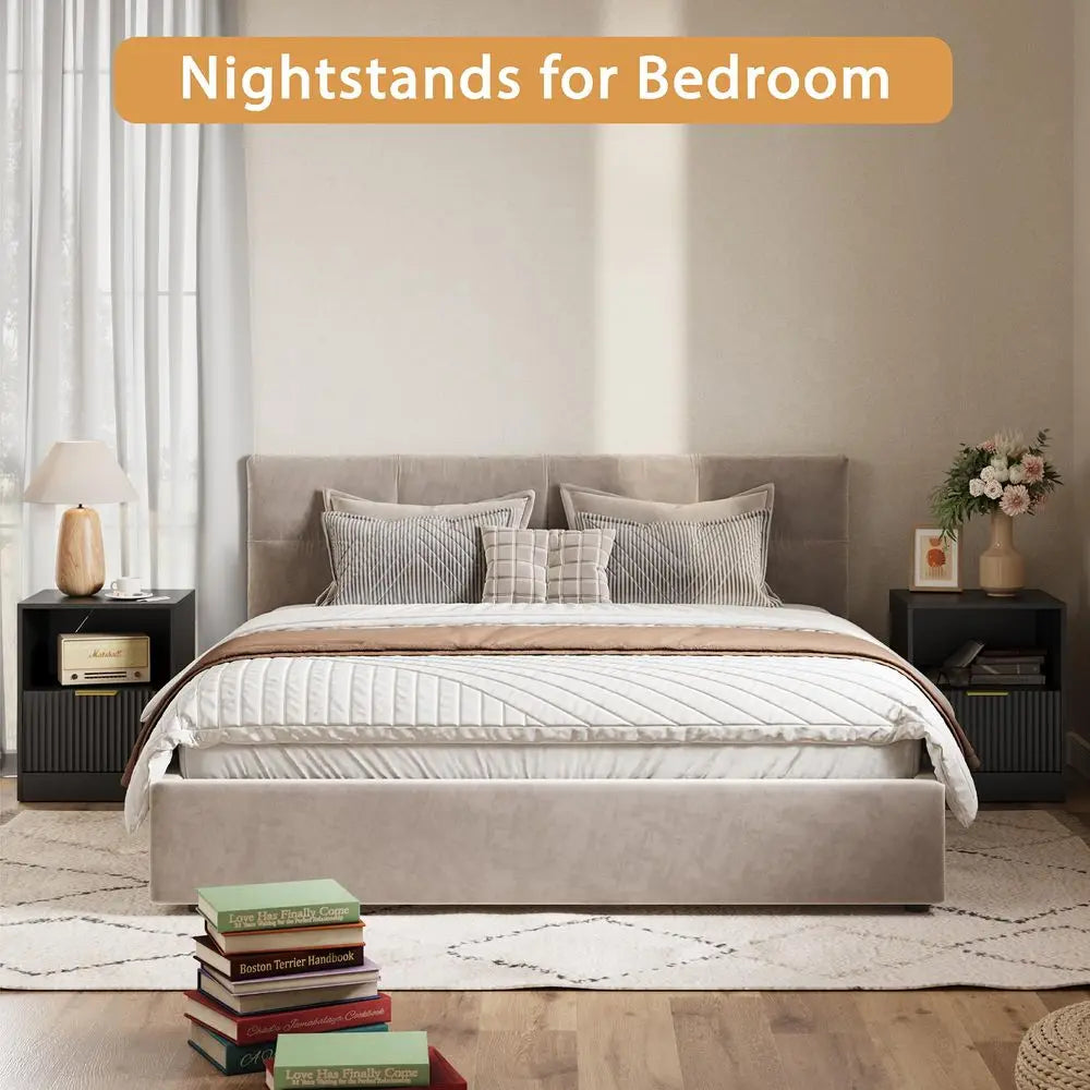 Modern Bedroom Furniture Set With 6 Drawer Dresser And Nightstands