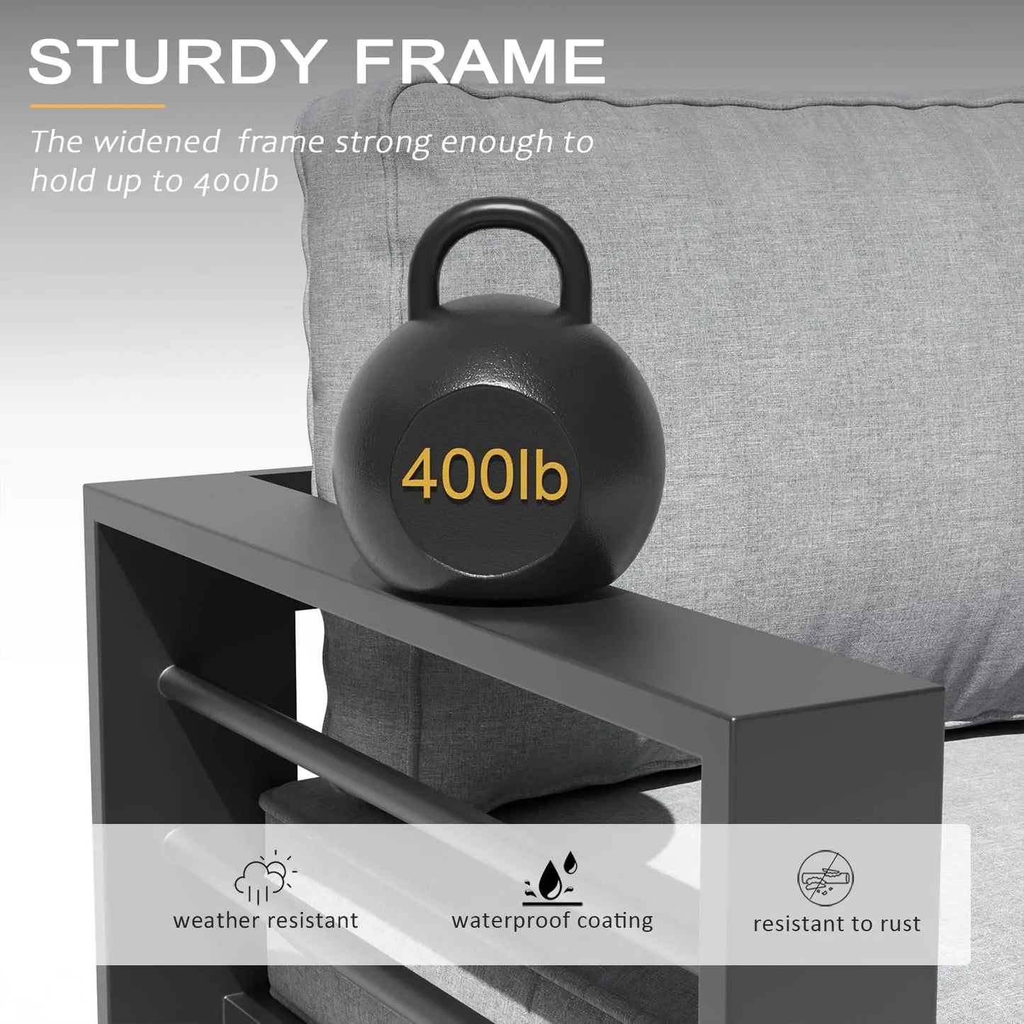 Aluminum Fire Pit Table Patio Set With Modern Sectional Sofa