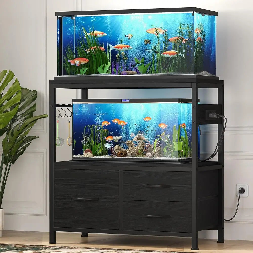 Heavy Duty Metal Aquarium Stand With Power Outlet For Reptile Terrarium