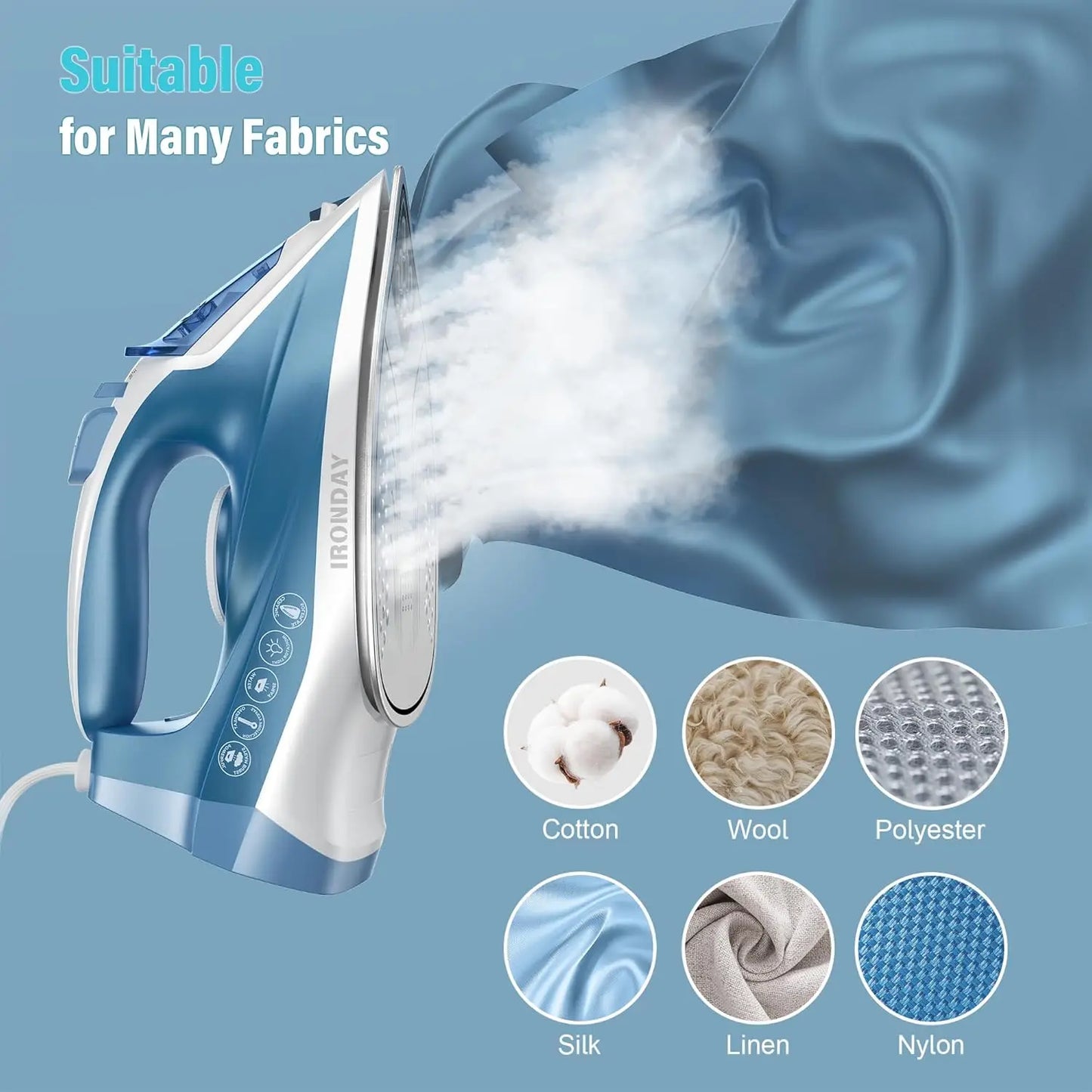 XMSJ 1200W Steam Iron With Nonstick Ceramic Soleplate Self Cleaning