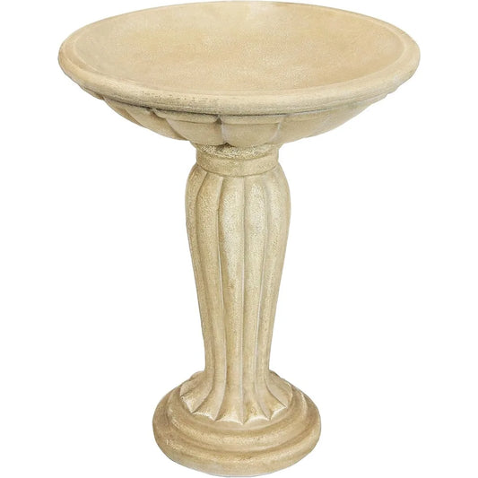 Grecian Column Pedestal Concrete Bird Bath for Outdoors