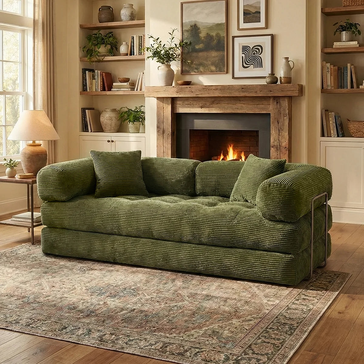 YQzyphyna Futon Sofa Bed 4In1 Corduroy Loveseat For Living Room