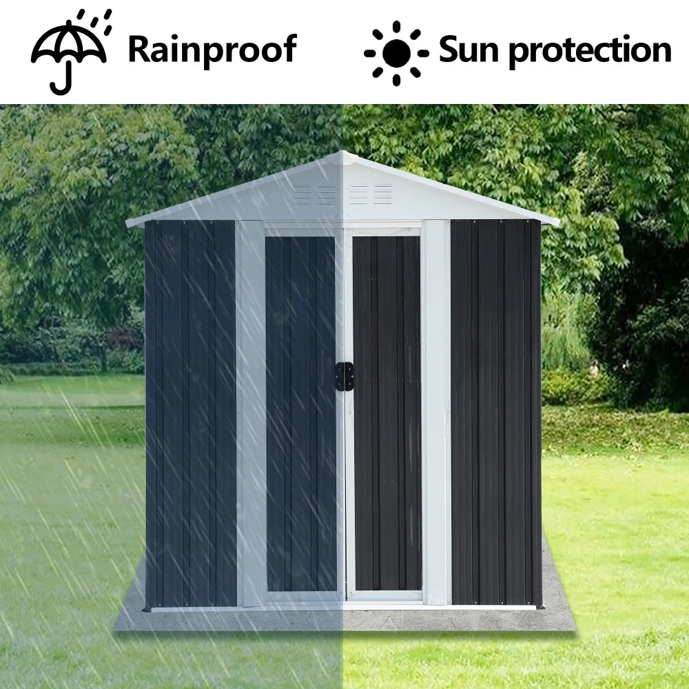 Outdoor Waterproof Garden Tool Shed With Apex Roof Sliding Doors